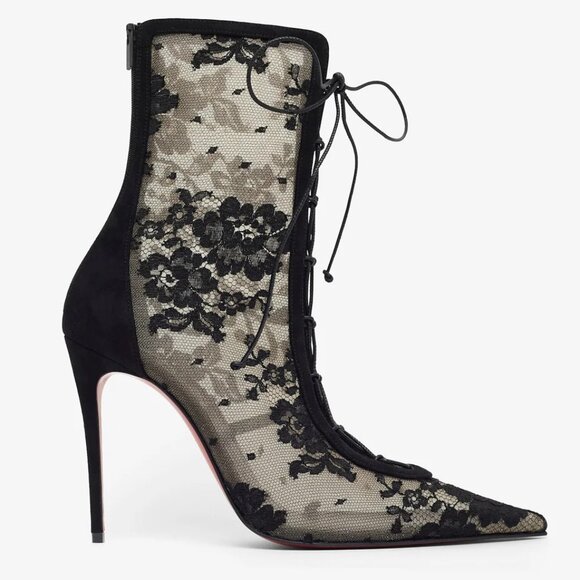 Christian Louboutin Shoes - Christian Louboutin KM LACE BOOTY 100 Corset Leather Bootie Boots Heels